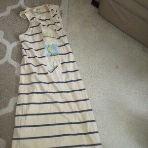vintage made in usa 100% cotton striped long S  Maxi Dress  Sleeveless